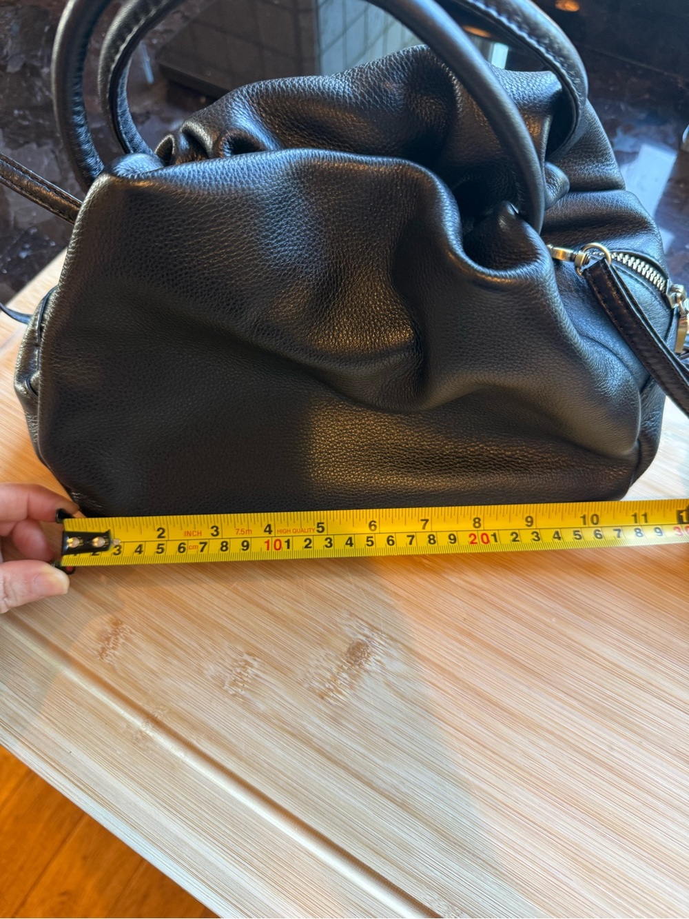 HOBO Black Pebbled Leather Shoulder Bag with Top Handles - Picture 11 of 14